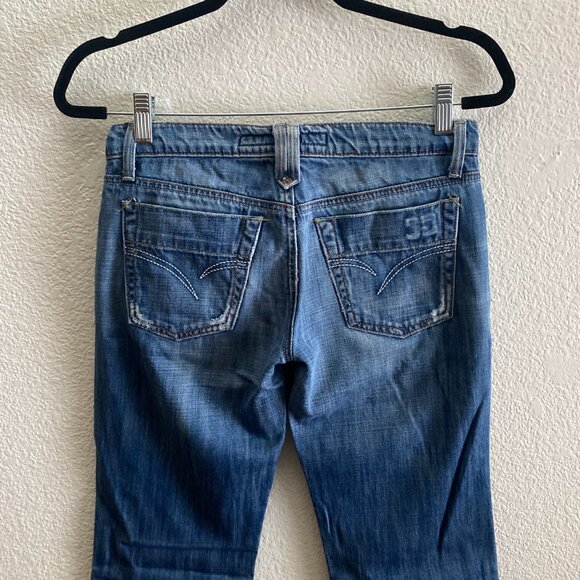 Y2K VTG Joe's Jeans Boot Cut Flare Medium Wash Low Rise Jeans Distressed 26 x 33 - Picture 1 of 9